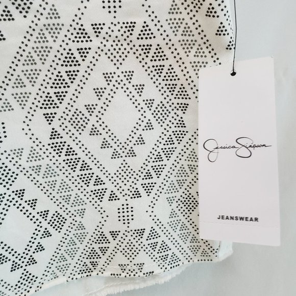 Jessica Simpson - White Jean Shorts w/ Dot Detail - Picture 4 of 7
